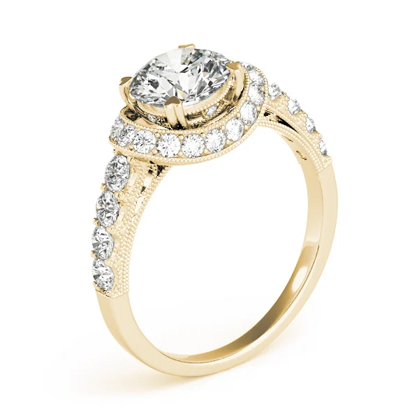 Single Row Halo Milgrain Engagement Rings - Image 8