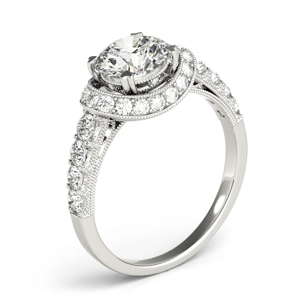 Single Row Halo Milgrain Engagement Rings - Image 4