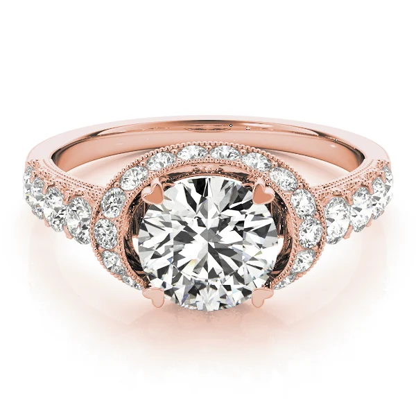 Single Row Halo Milgrain Engagement Rings - Image 11