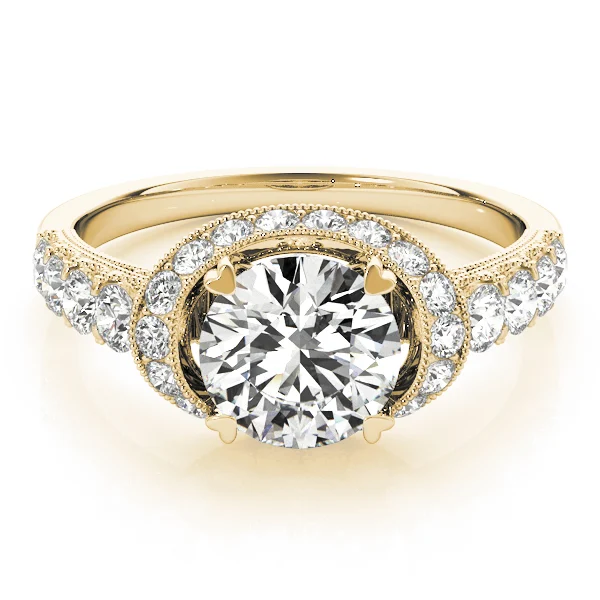 Single Row Halo Milgrain Engagement Rings - Image 7