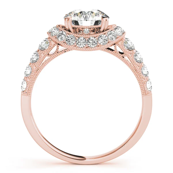Single Row Halo Milgrain Engagement Rings - Image 10