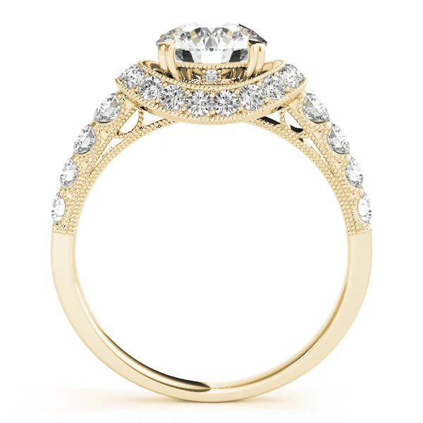 Single Row Halo Milgrain Engagement Rings - Image 6