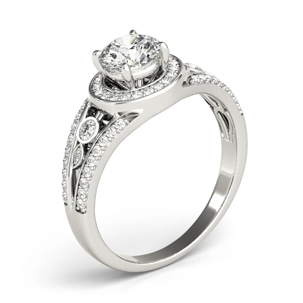 Vintage Inspired Halo Round Engagement Ring - Image 4