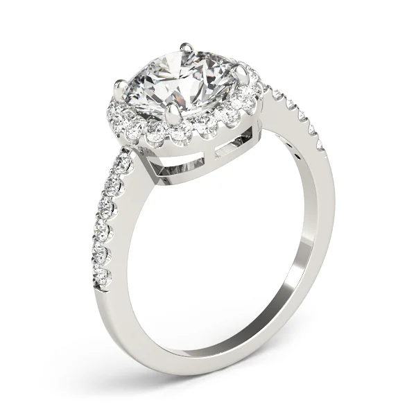 Single Row Halo Engagement Ring - Image 4