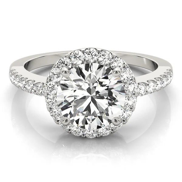 Single Row Halo Engagement Ring - Image 3