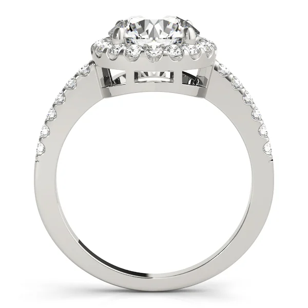 Single Row Halo Engagement Ring - Image 2