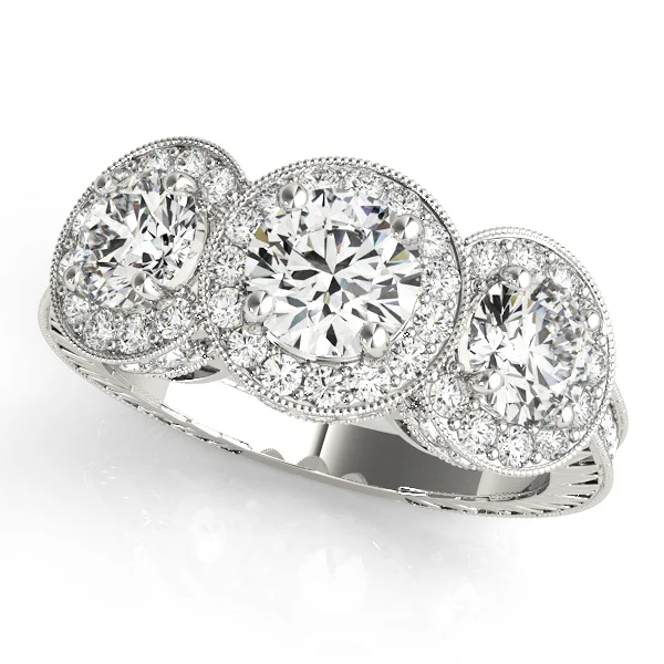 ENGAGEMENT RINGS 3 STONE ROUND