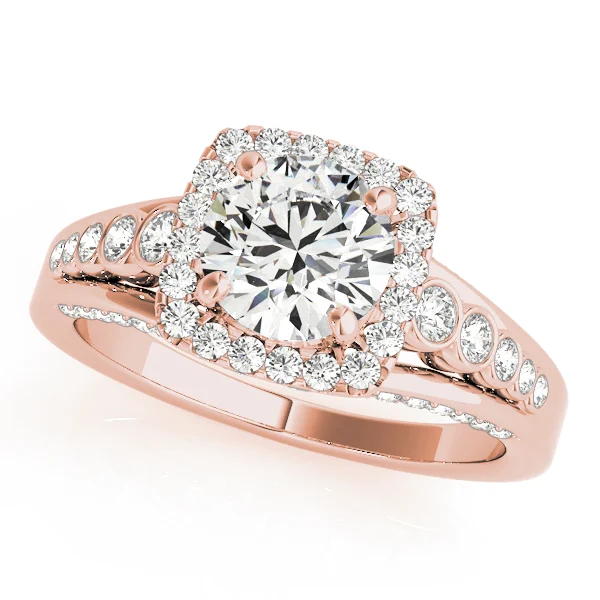 Multirow Bezel Set Round Halo Engagement Ring - Image 9
