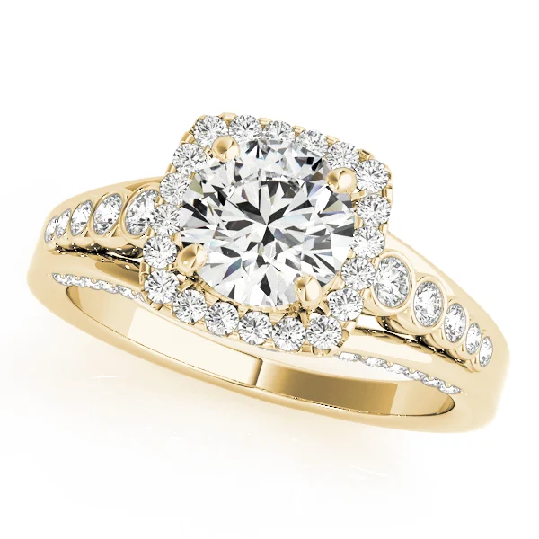 Multirow Bezel Set Round Halo Engagement Ring - Image 5