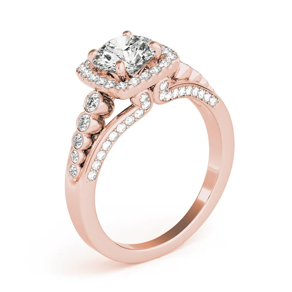 Multirow Bezel Set Round Halo Engagement Ring - Image 12
