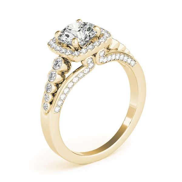 Multirow Bezel Set Round Halo Engagement Ring - Image 8