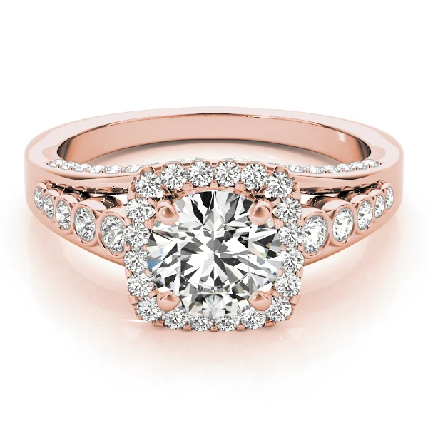 Multirow Bezel Set Round Halo Engagement Ring - Image 11