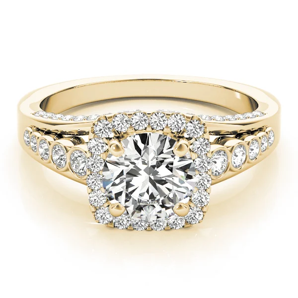 Multirow Bezel Set Round Halo Engagement Ring - Image 7