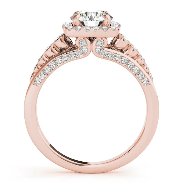 Multirow Bezel Set Round Halo Engagement Ring - Image 10