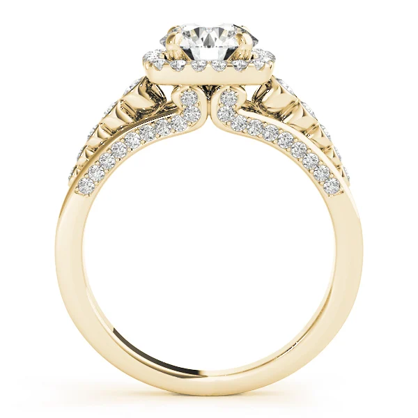 Multirow Bezel Set Round Halo Engagement Ring - Image 6