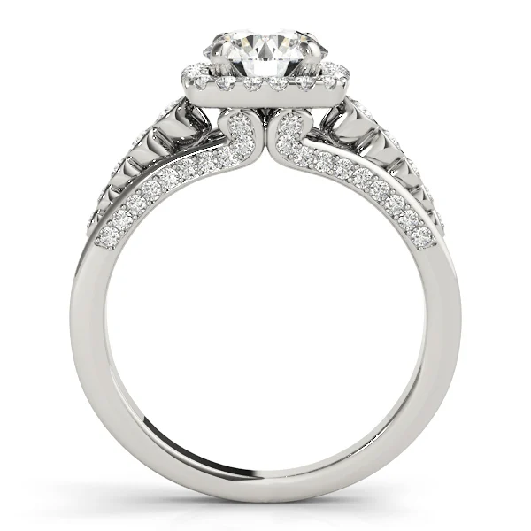 Multirow Bezel Set Round Halo Engagement Ring - Image 2