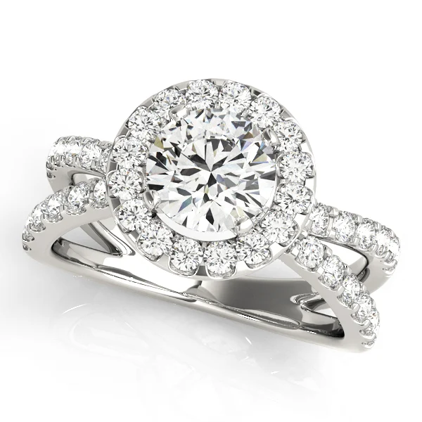 Split Shank Halo Round Engagement Ring