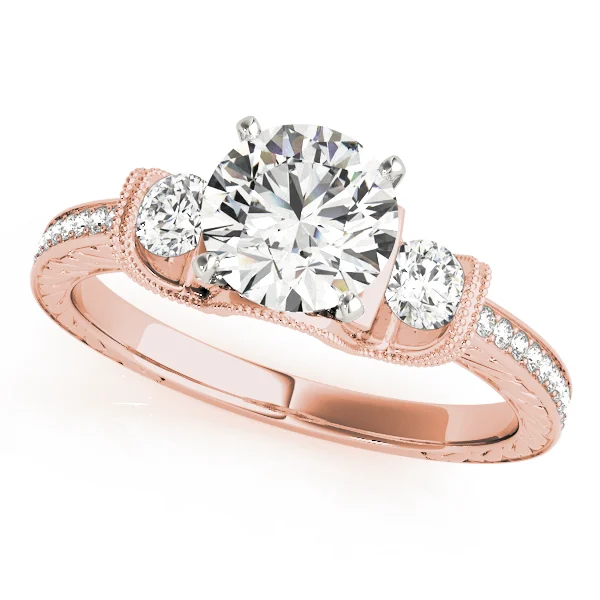 3-Stone Milgrain Round Engagement Ring - Image 9