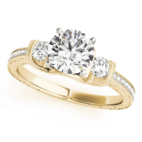 3-Stone Milgrain Round Engagement Ring - Image 5