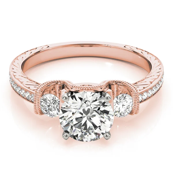 3-Stone Milgrain Round Engagement Ring - Image 11