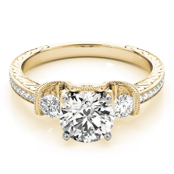 3-Stone Milgrain Round Engagement Ring - Image 7