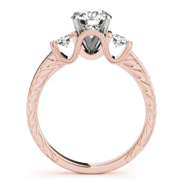 3-Stone Milgrain Round Engagement Ring - Image 10