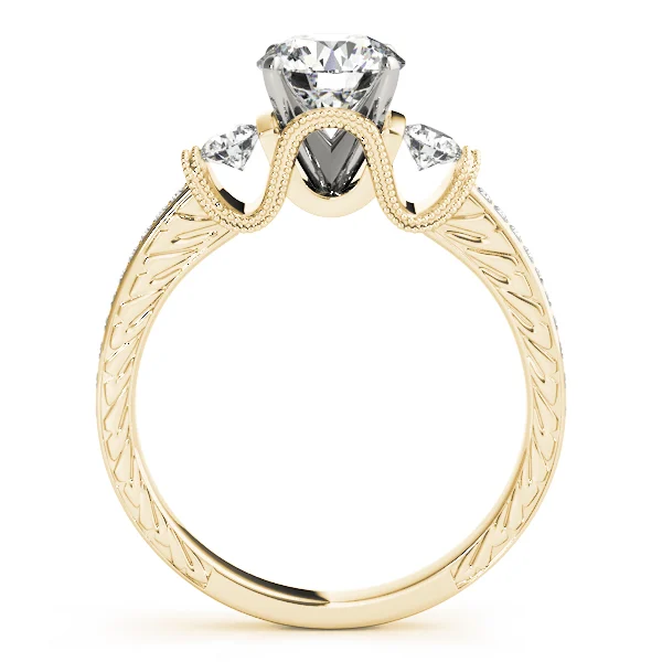 3-Stone Milgrain Round Engagement Ring - Image 6