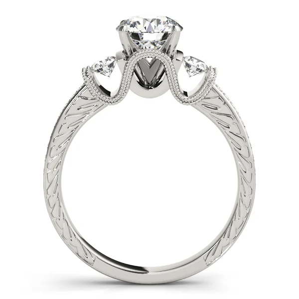 3-Stone Milgrain Round Engagement Ring - Image 2