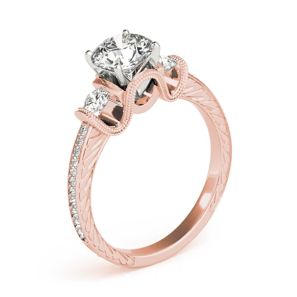 3-Stone Milgrain Round Engagement Ring - Image 12