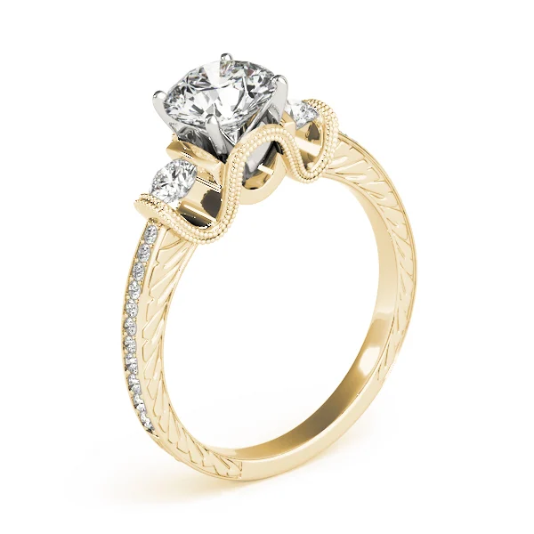 3-Stone Milgrain Round Engagement Ring - Image 8