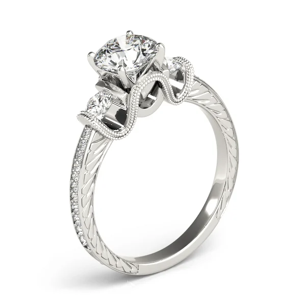 3-Stone Milgrain Round Engagement Ring - Image 4