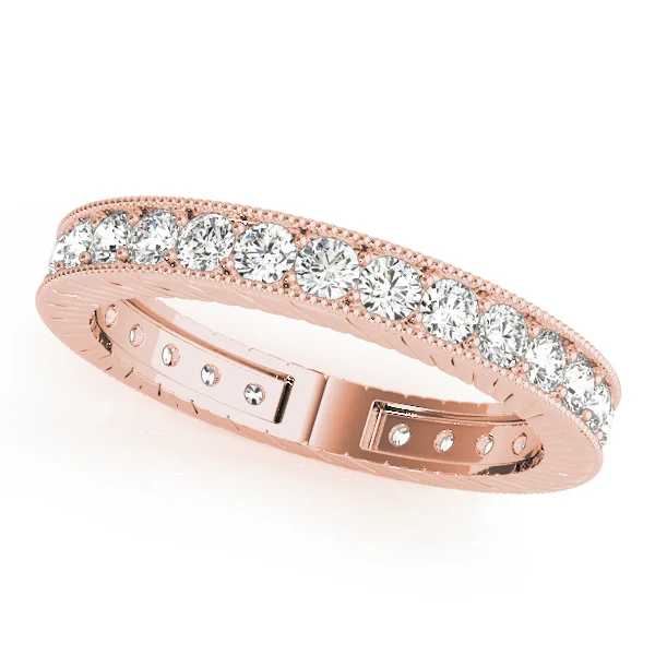 Eternity Milgrain Prong In Channel Wedding Band - Image 7