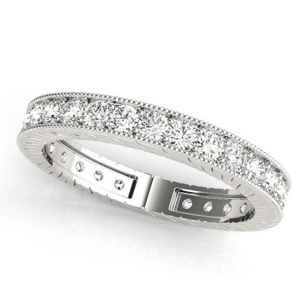Eternity Milgrain Prong In Channel Wedding Band