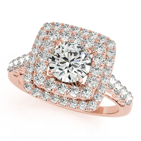 Single Row Double Halo U-Prong Engagement Rings - Image 9