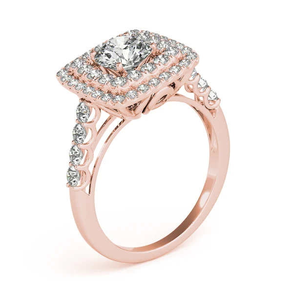Single Row Double Halo U-Prong Engagement Rings - Image 12
