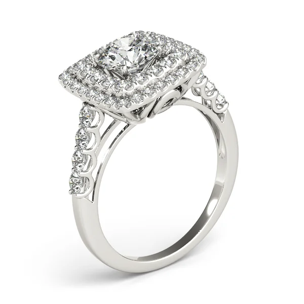 Single Row Double Halo U-Prong Engagement Rings - Image 4