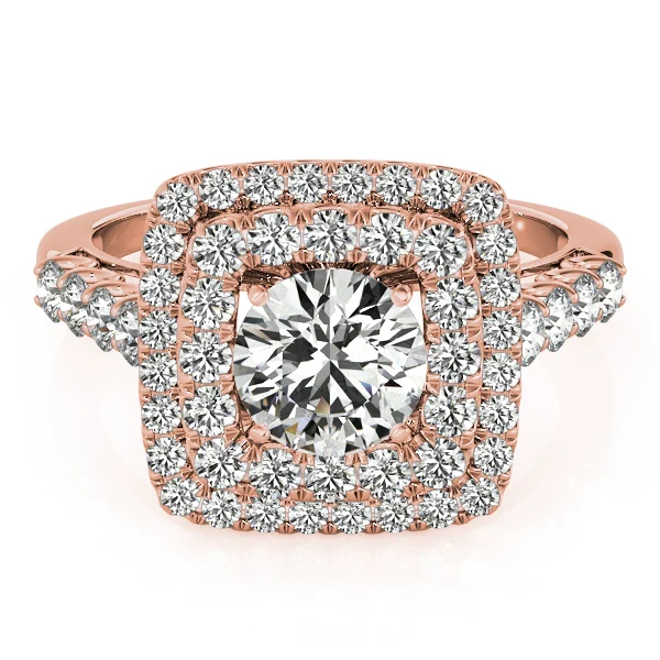 Single Row Double Halo U-Prong Engagement Rings - Image 11
