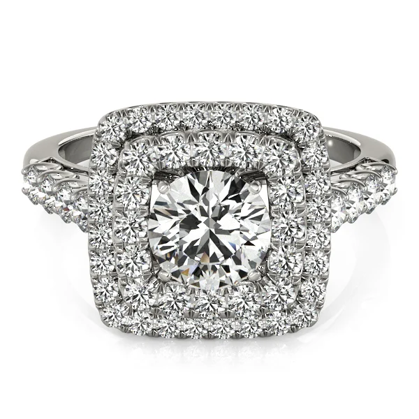 Single Row Double Halo U-Prong Engagement Rings - Image 3