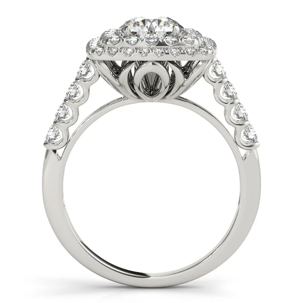 Single Row Double Halo U-Prong Engagement Rings - Image 2