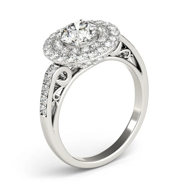 Single Row Double Halo Filigree Engagement Rings - Image 4