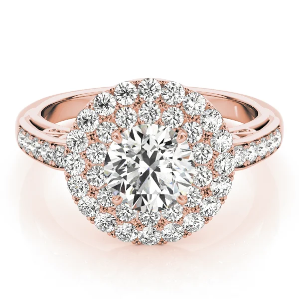 Single Row Double Halo Filigree Engagement Rings - Image 11