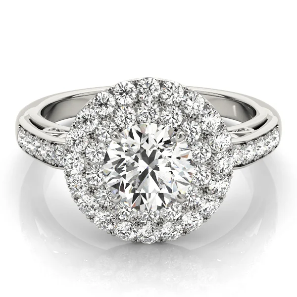 Single Row Double Halo Filigree Engagement Rings - Image 3