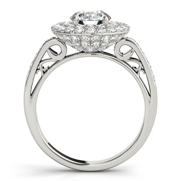 Single Row Double Halo Filigree Engagement Rings - Image 2