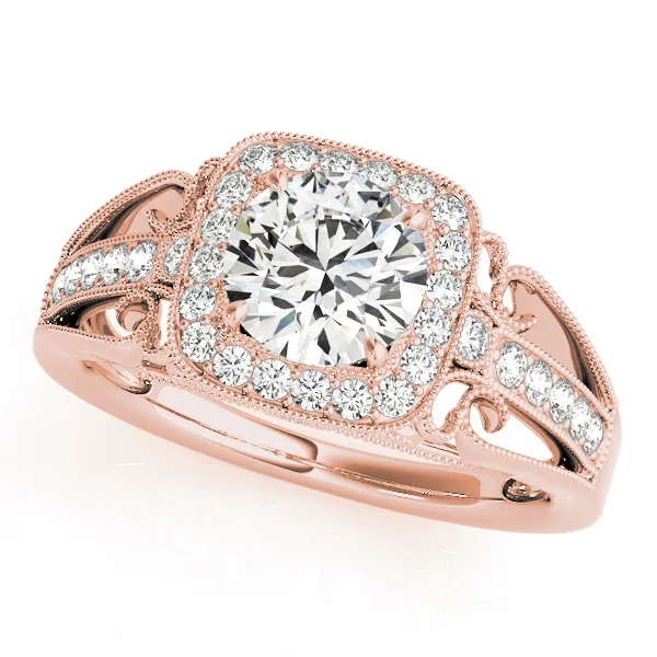 Vintage Single Row Halo Migrain Engagement Ring - Image 9