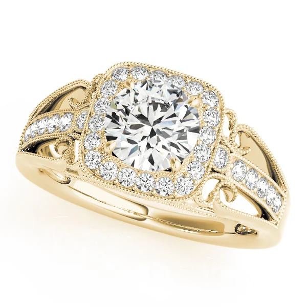 Vintage Single Row Halo Migrain Engagement Ring - Image 5