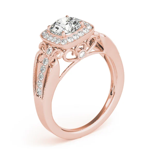 Vintage Single Row Halo Migrain Engagement Ring - Image 12