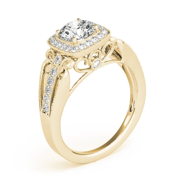 Vintage Single Row Halo Migrain Engagement Ring - Image 8