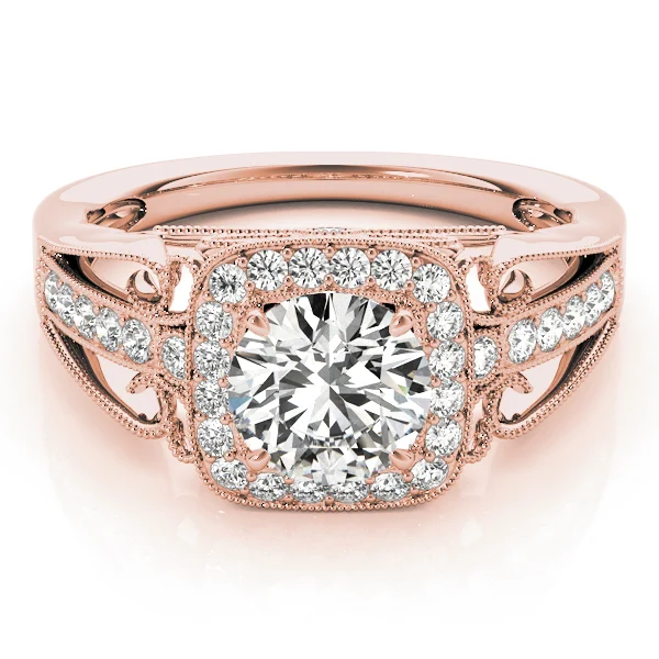 Vintage Single Row Halo Migrain Engagement Ring - Image 11