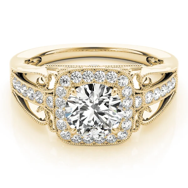 Vintage Single Row Halo Migrain Engagement Ring - Image 7