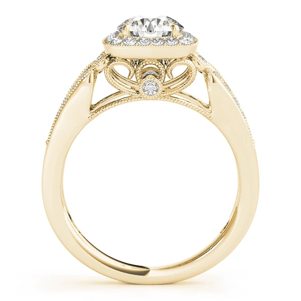 Vintage Single Row Halo Migrain Engagement Ring - Image 6